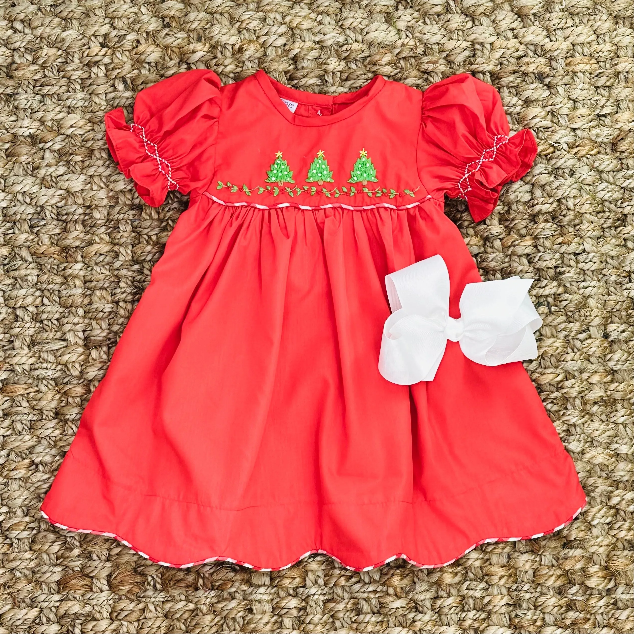 Christmas Tree  Embroidered Dress