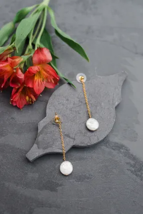 Coin Pearl Drop Earring