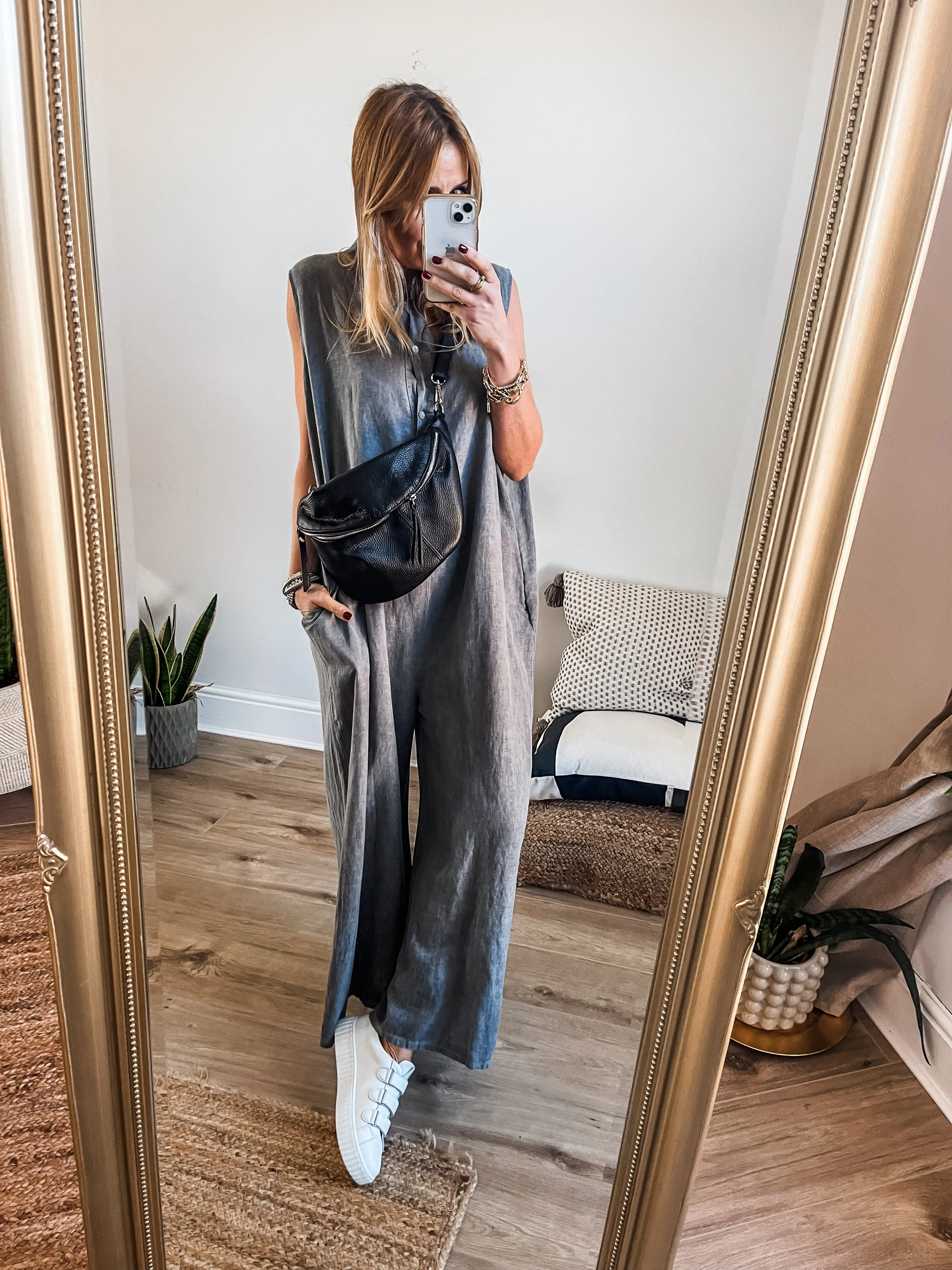 Cotton Linen Wide Leg Jumpsuit
