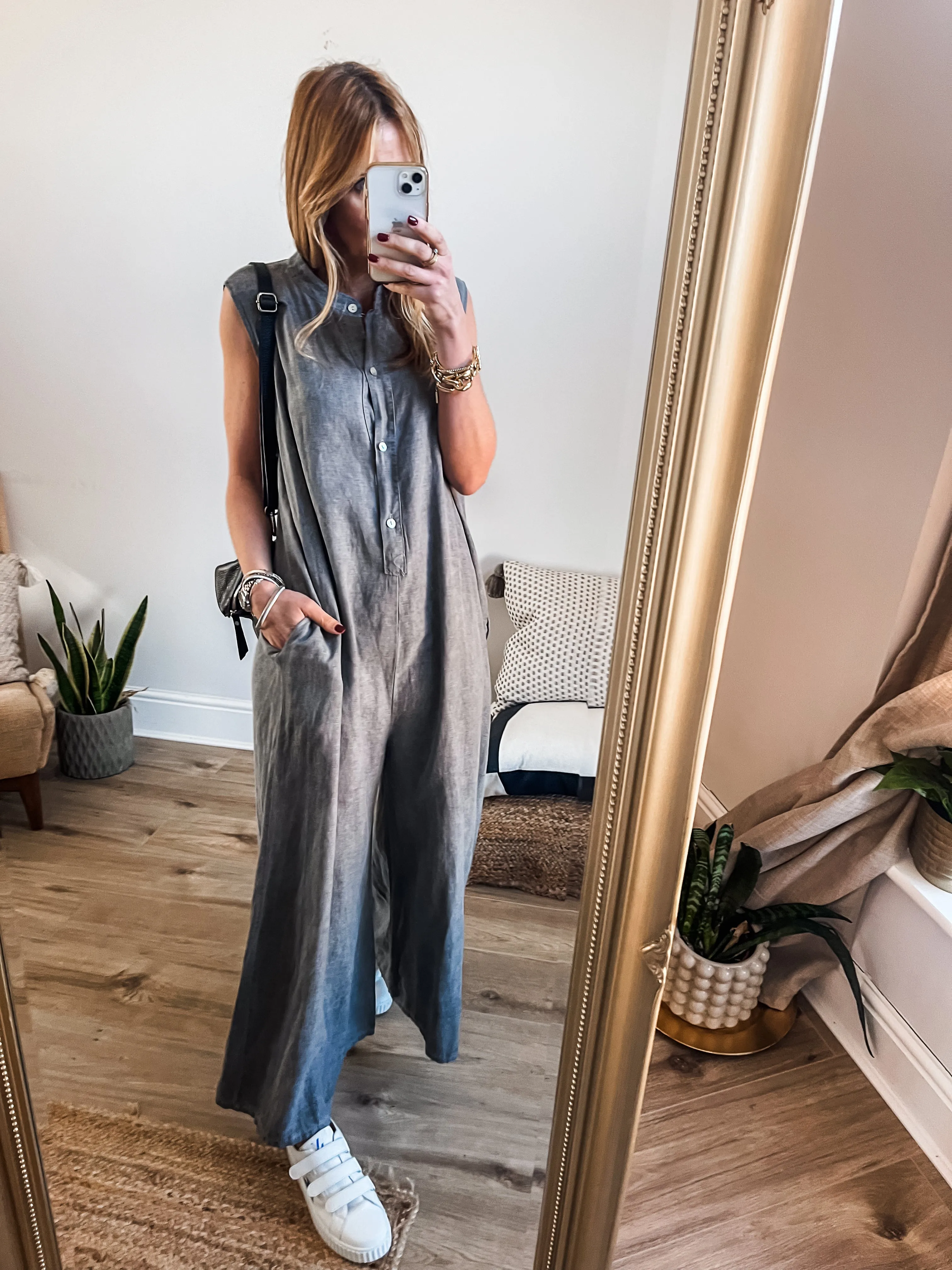 Cotton Linen Wide Leg Jumpsuit