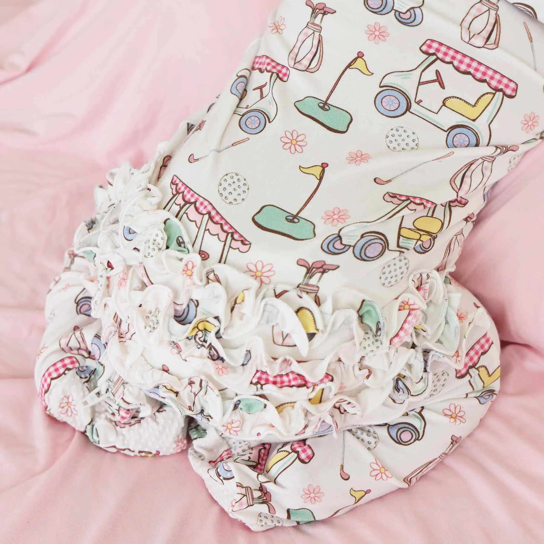 Country Club Cuties Ruffle Zipper Footie | Pink