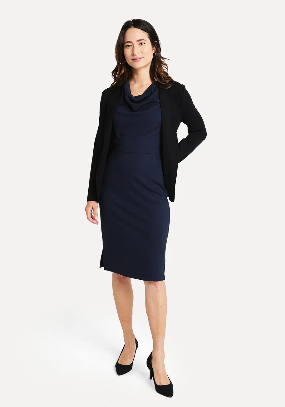 Cowl Neck Dress (Navy)