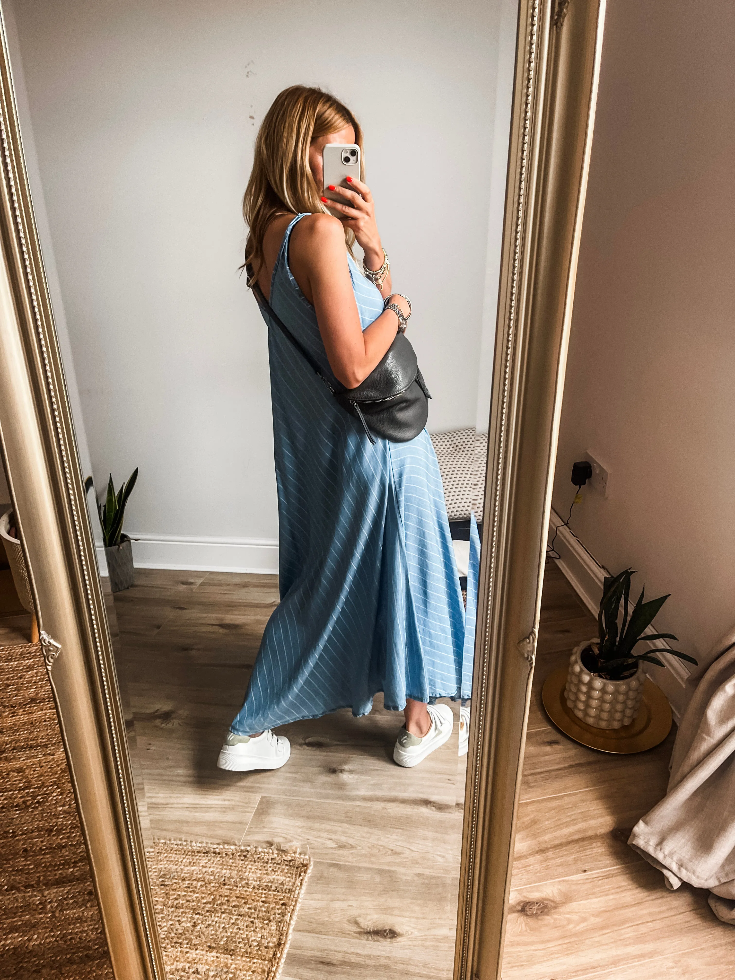 Denim Flare V-Neck Sleeveless Maxi