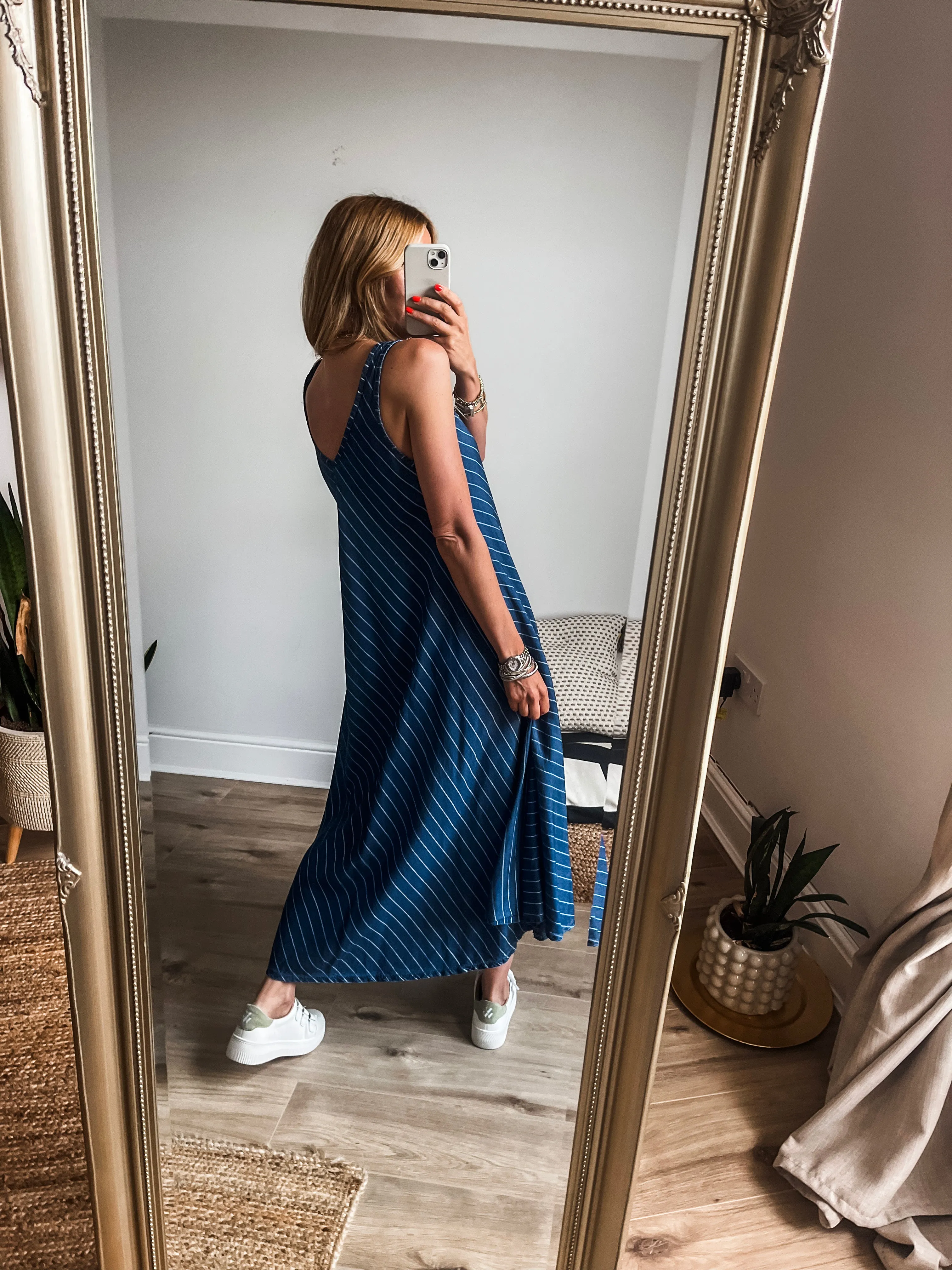 Denim Flare V-Neck Sleeveless Maxi
