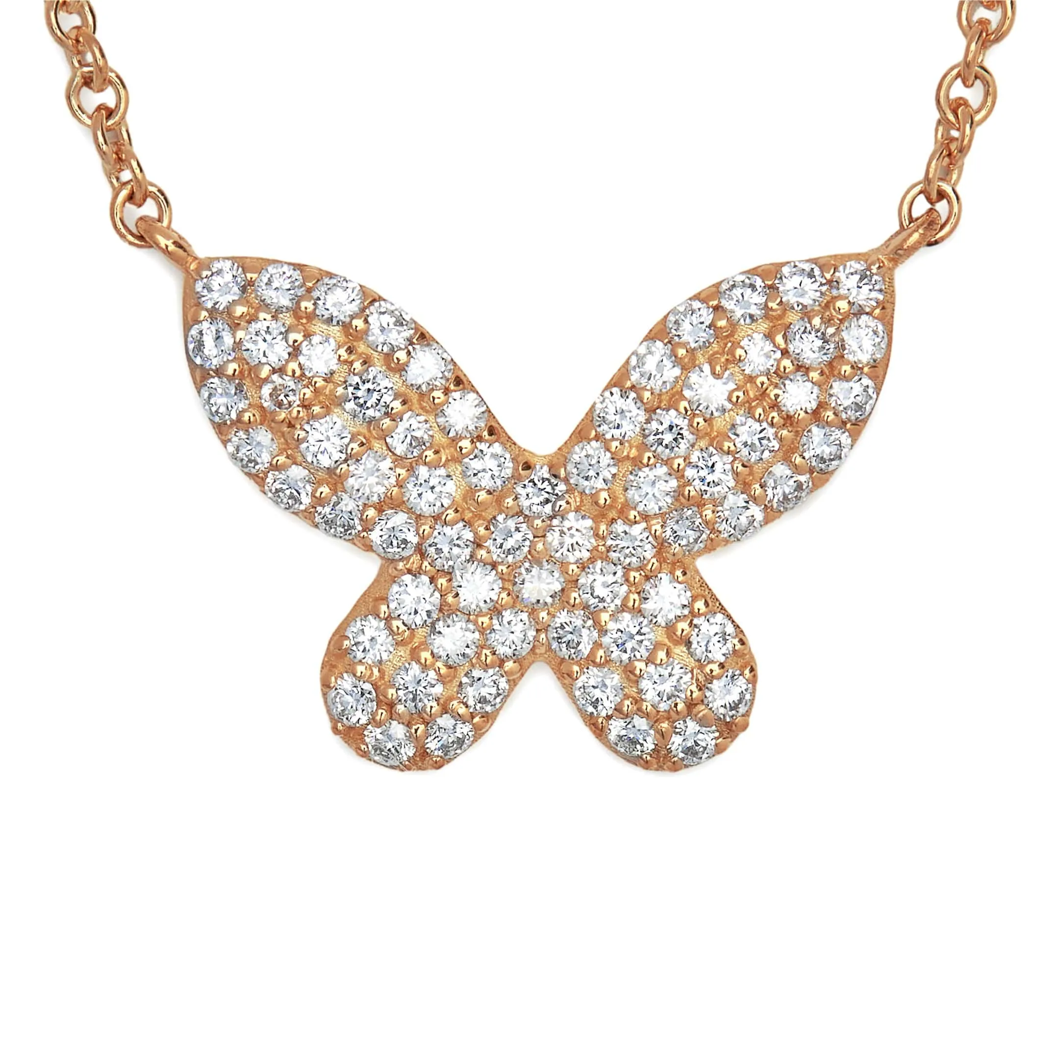 Diamond and Rose Gold Butterfly Necklace