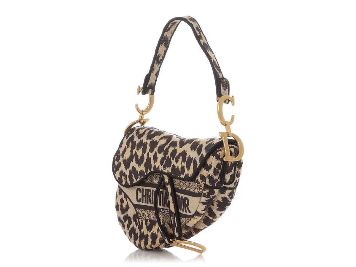 Dior Leopard Mizza Embroidered Saddle Bag