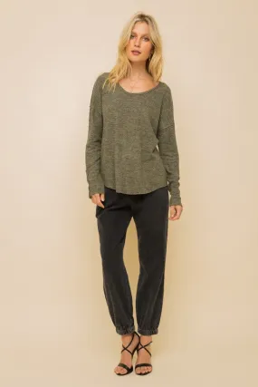 Dolman Top with Round Neck & Snap Button Sleeve