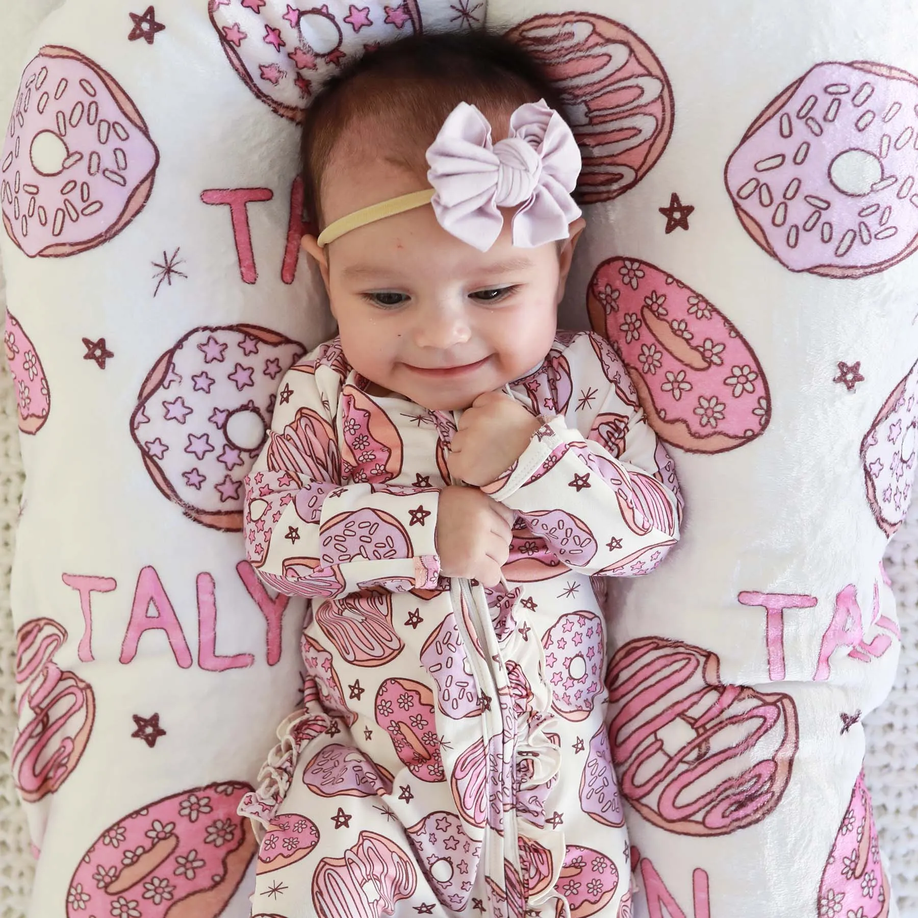 Donut Shop Ruffle Zipper Footie | Pink