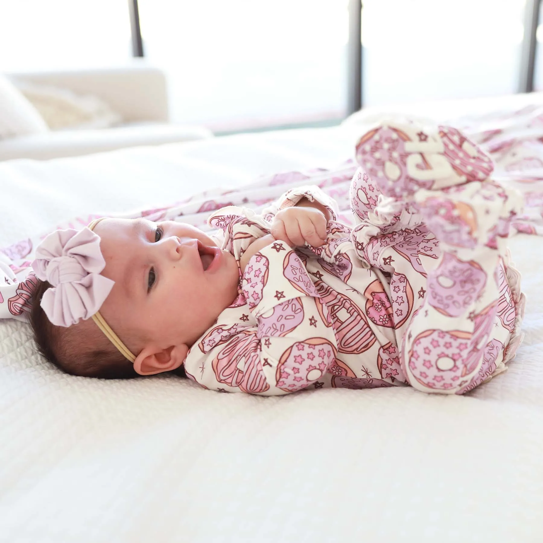 Donut Shop Ruffle Zipper Footie | Pink
