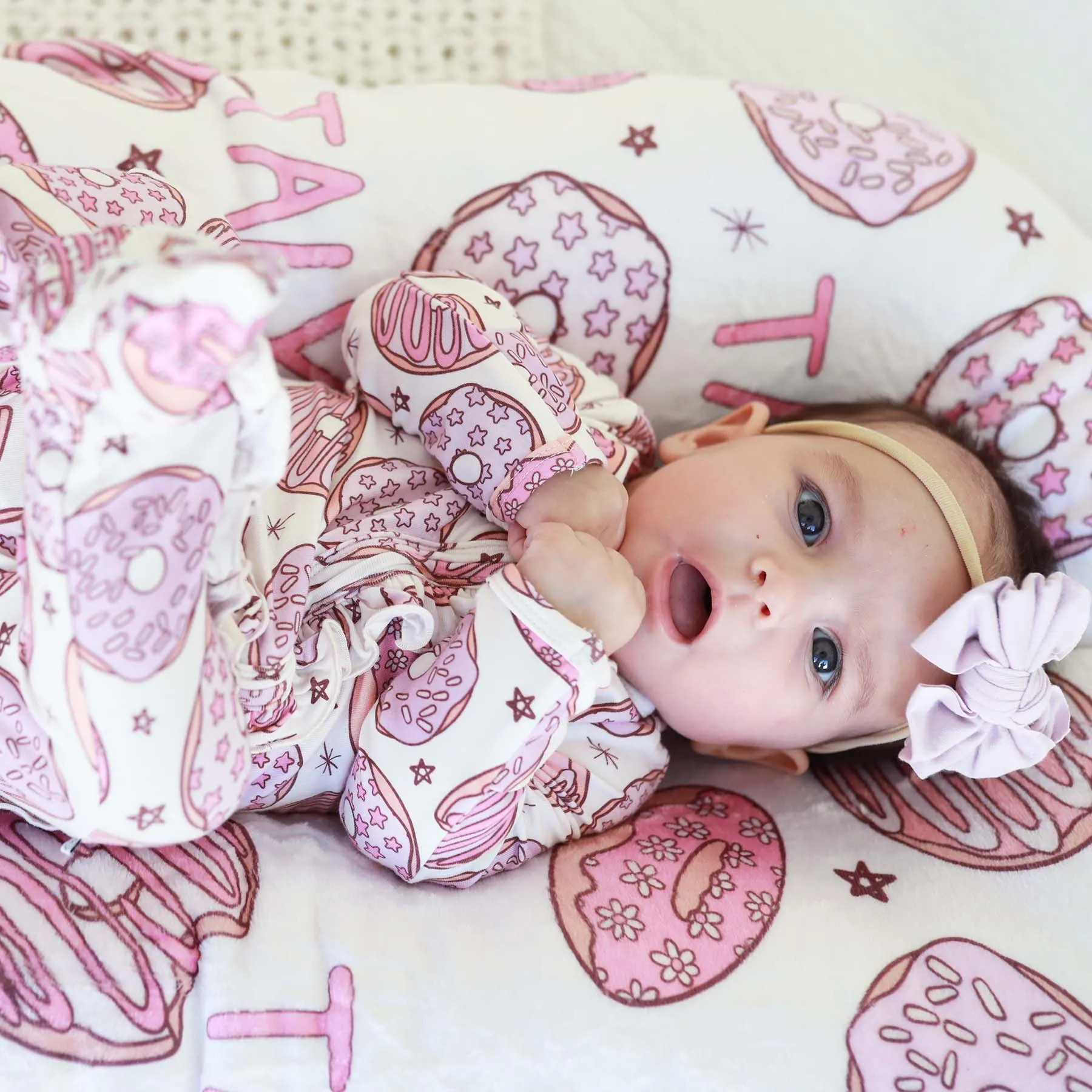 Donut Shop Ruffle Zipper Footie | Pink