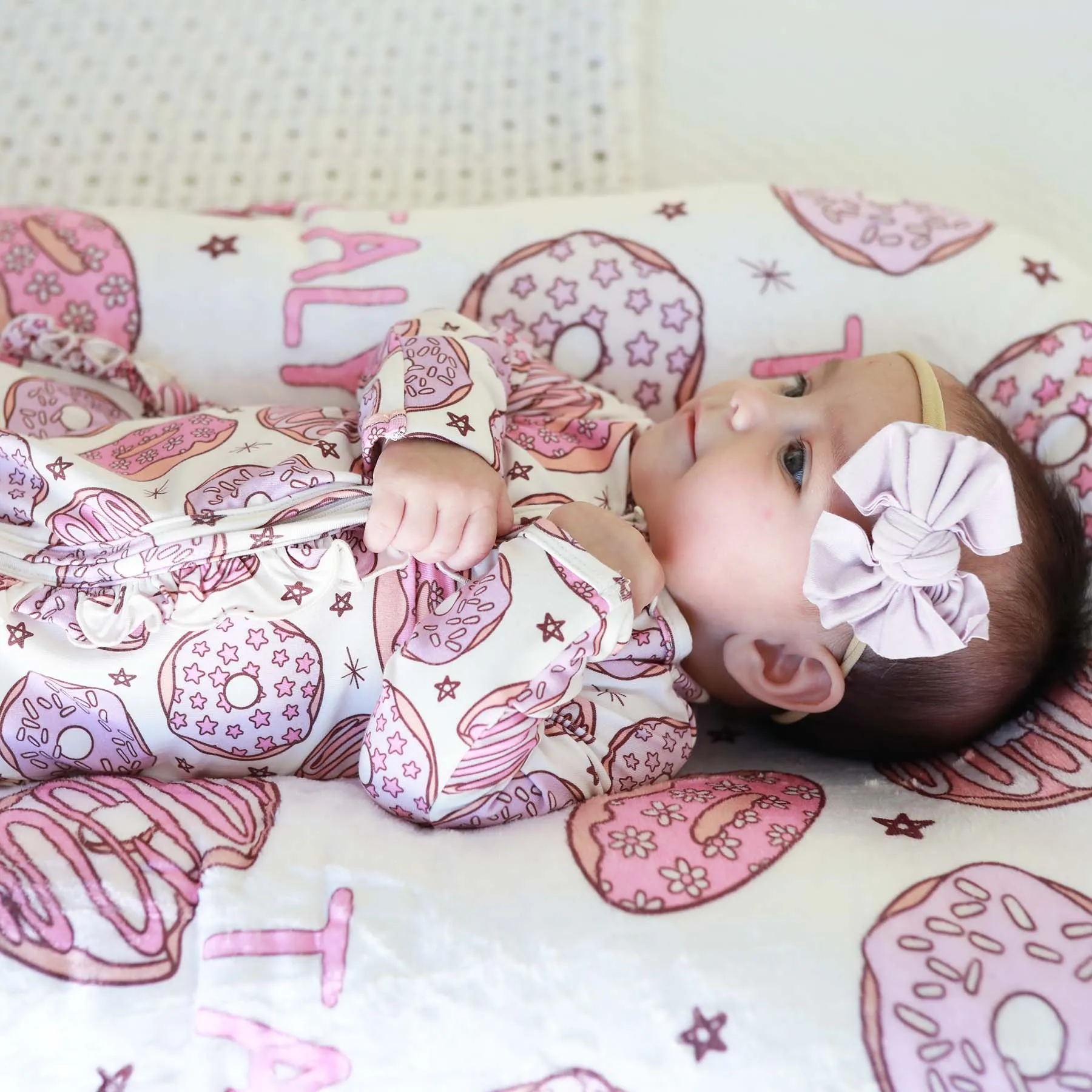Donut Shop Ruffle Zipper Footie | Pink