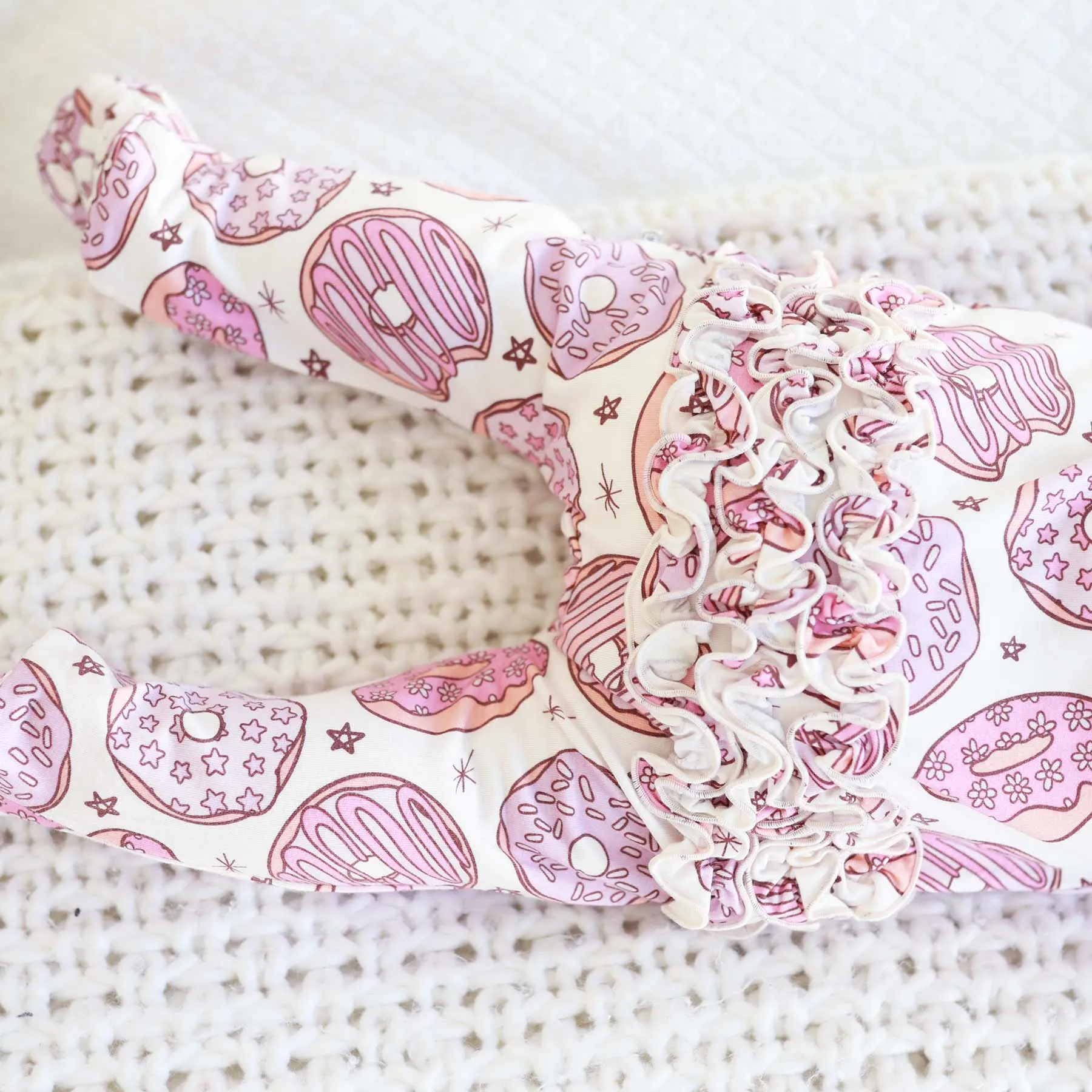 Donut Shop Ruffle Zipper Footie | Pink