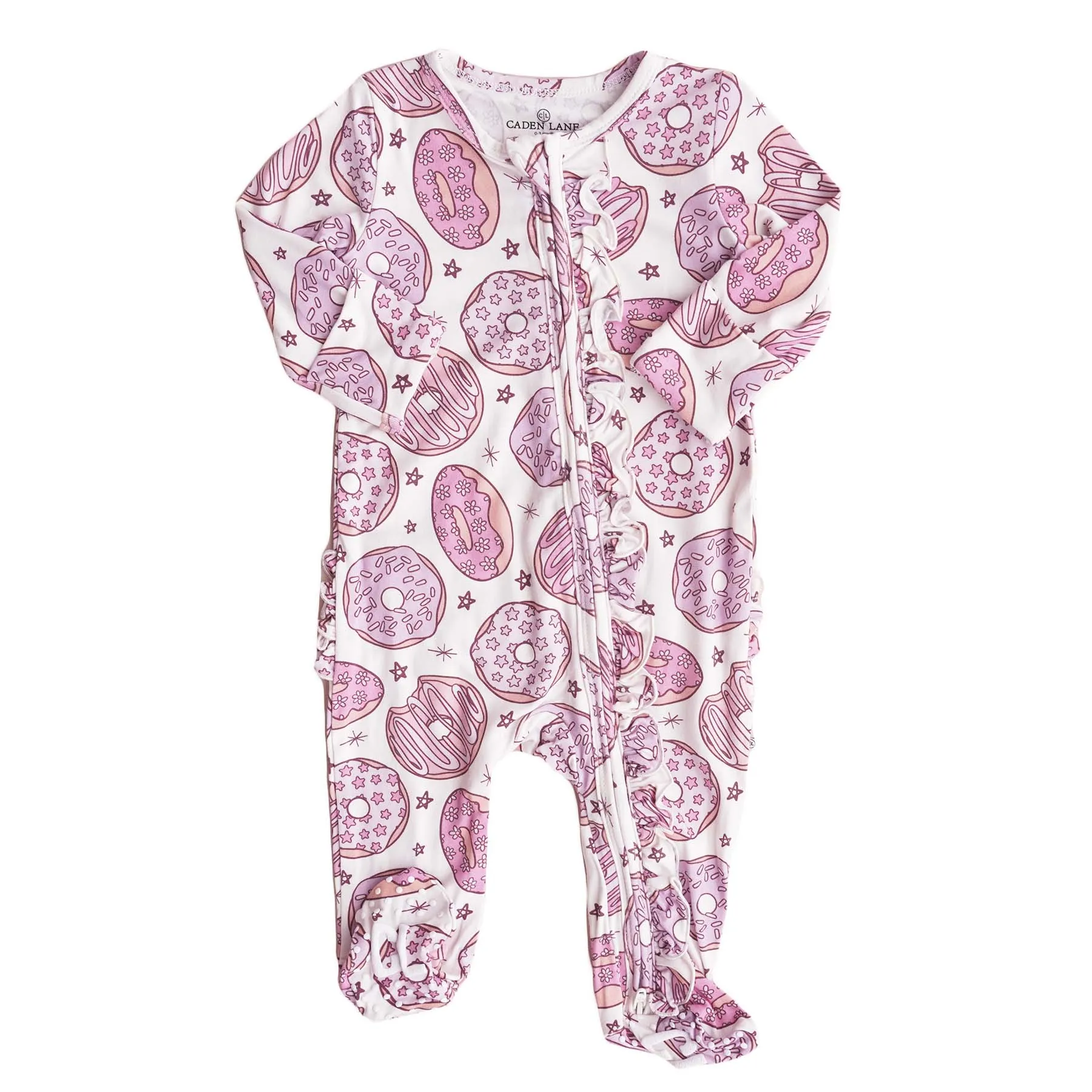 Donut Shop Ruffle Zipper Footie | Pink