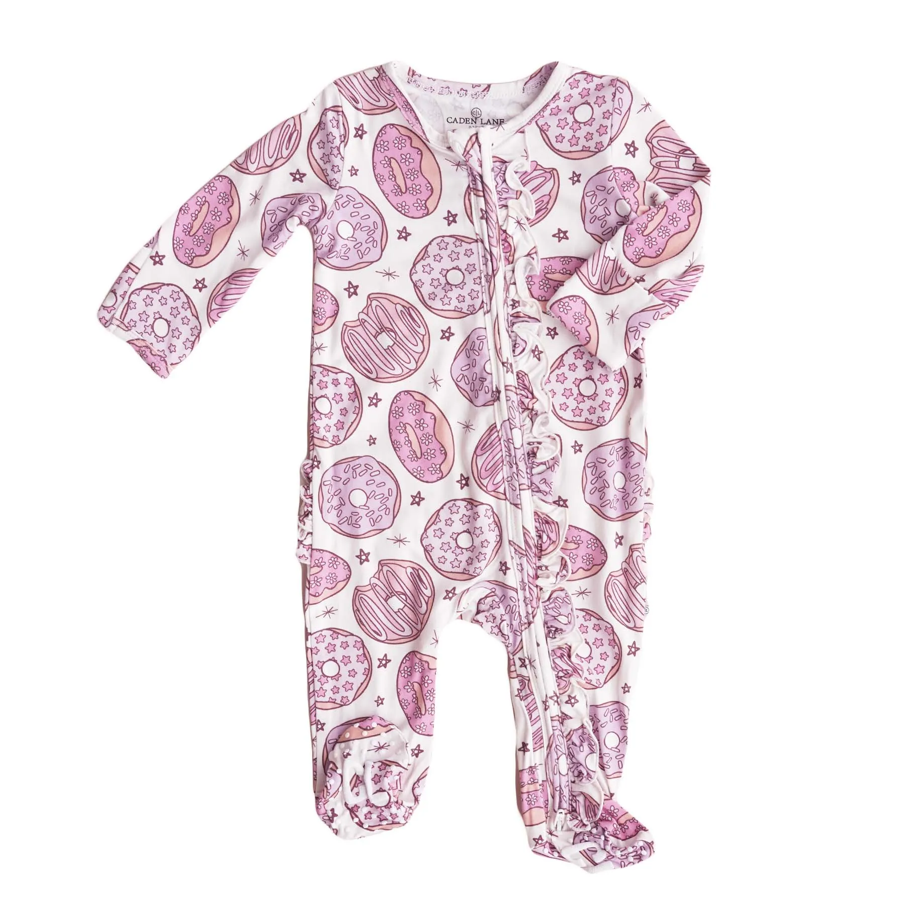 Donut Shop Ruffle Zipper Footie | Pink