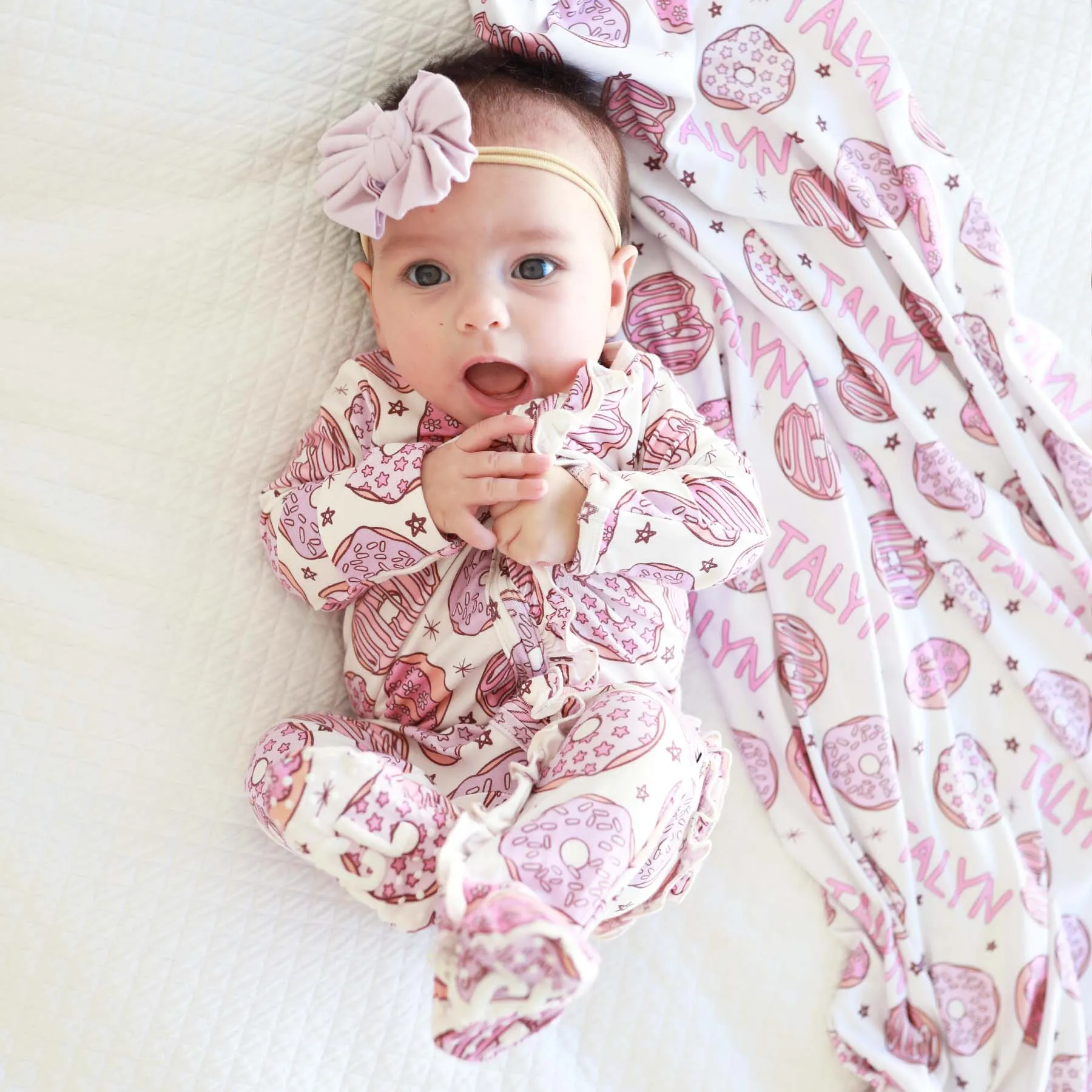 Donut Shop Ruffle Zipper Footie | Pink