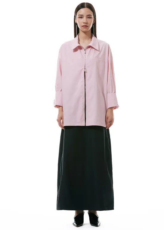 Double Zip Oversized Collared Shirt