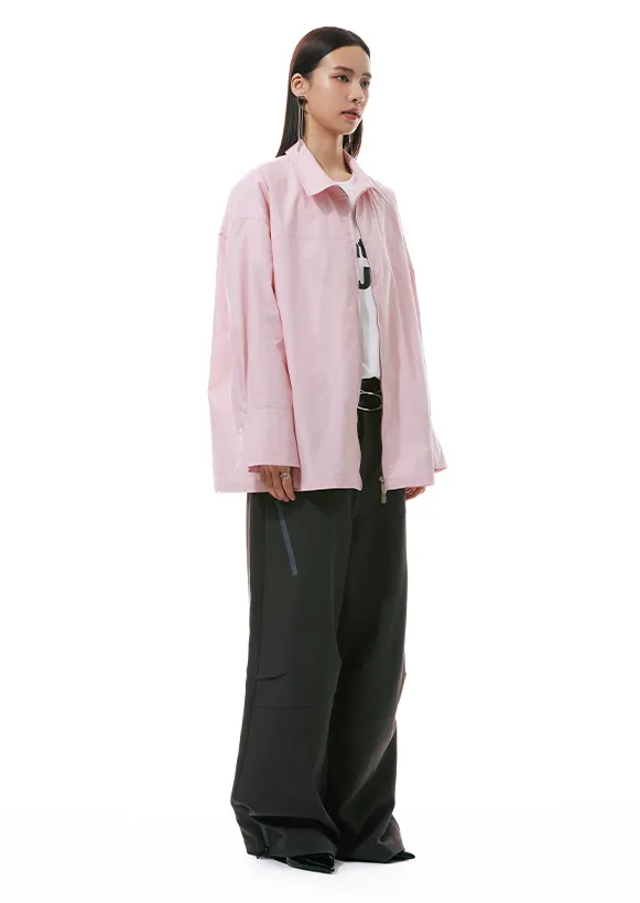 Double Zip Oversized Collared Shirt