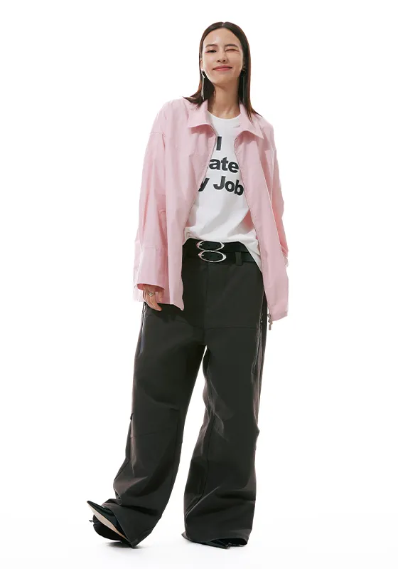 Double Zip Oversized Collared Shirt