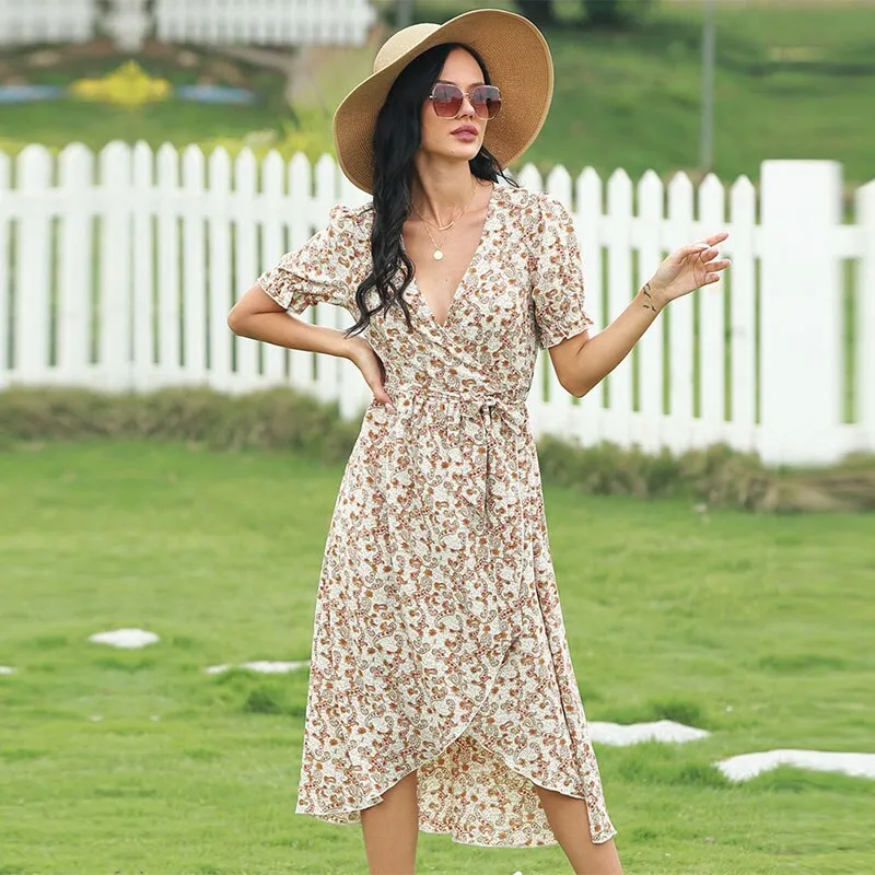 DressBetty - Asymmetrical Floral Dress