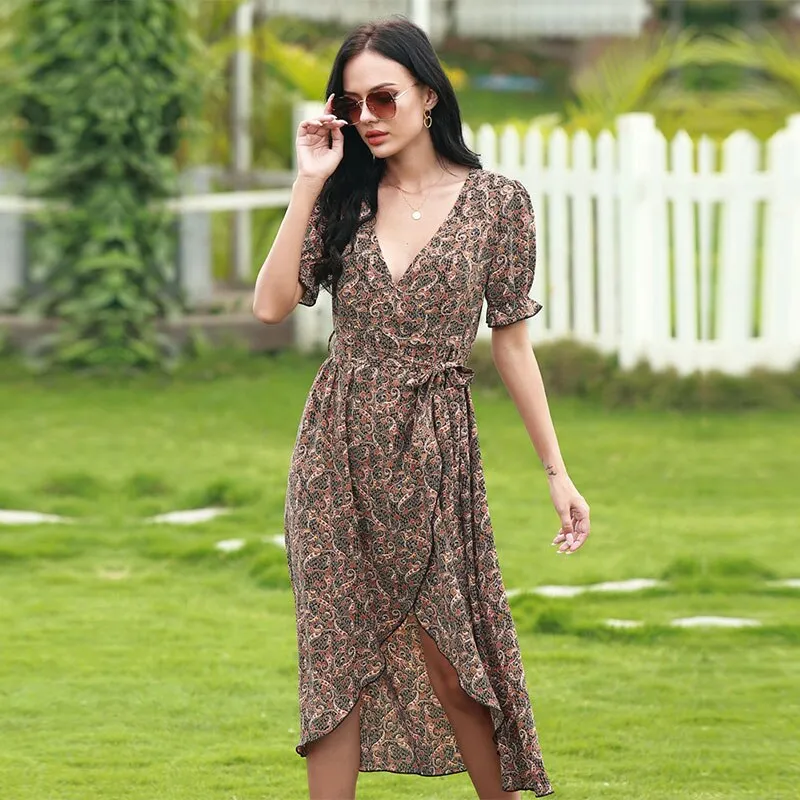 DressBetty - Asymmetrical Floral Dress