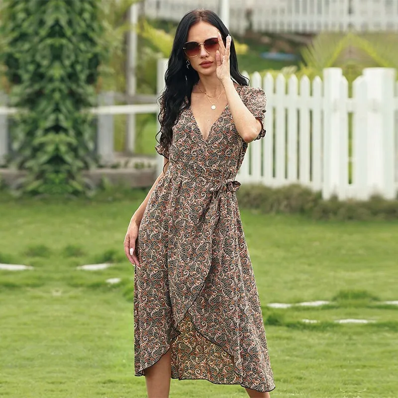 DressBetty - Asymmetrical Floral Dress