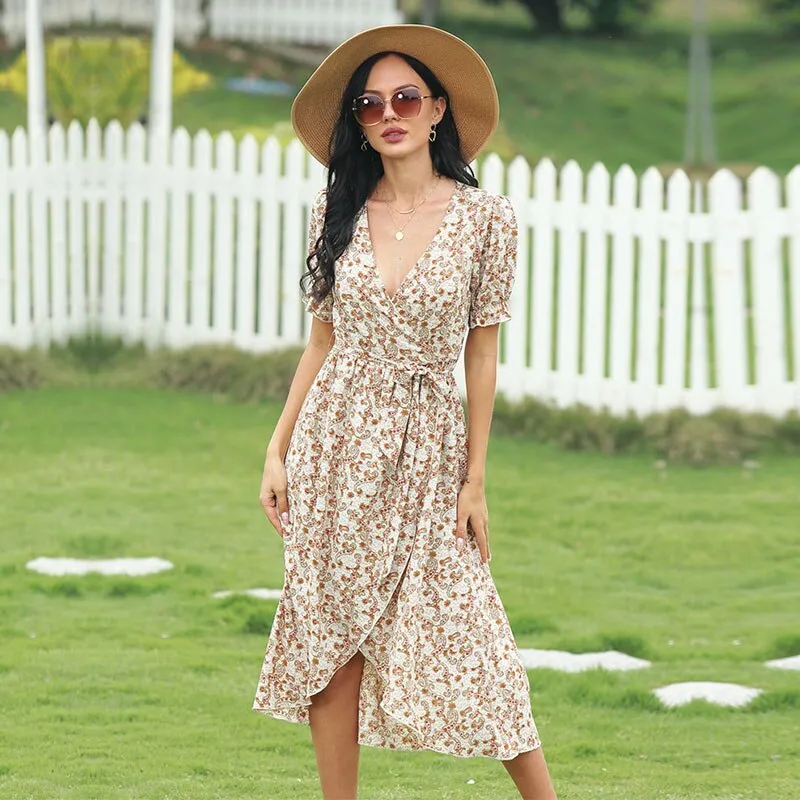 DressBetty - Asymmetrical Floral Dress