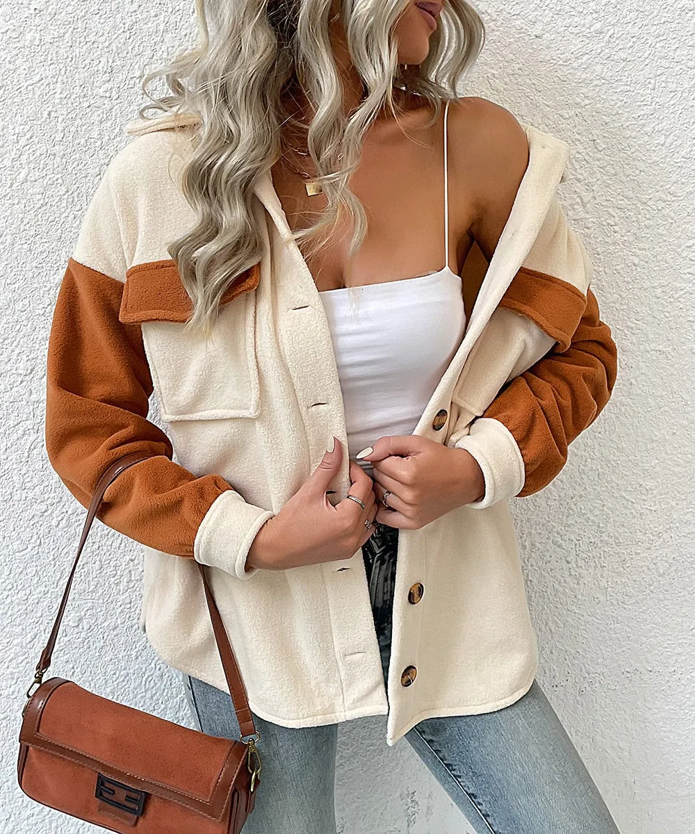 DressBetty - Colorblock Long Sleeve Fleece Jacket