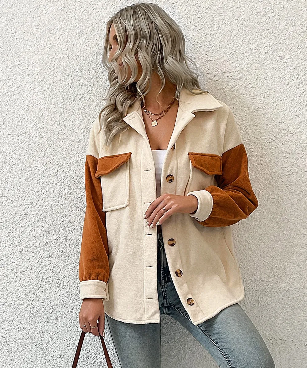 DressBetty - Colorblock Long Sleeve Fleece Jacket