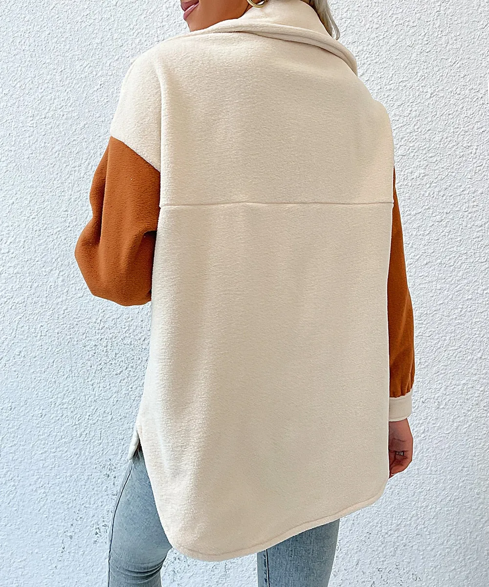 DressBetty - Colorblock Long Sleeve Fleece Jacket