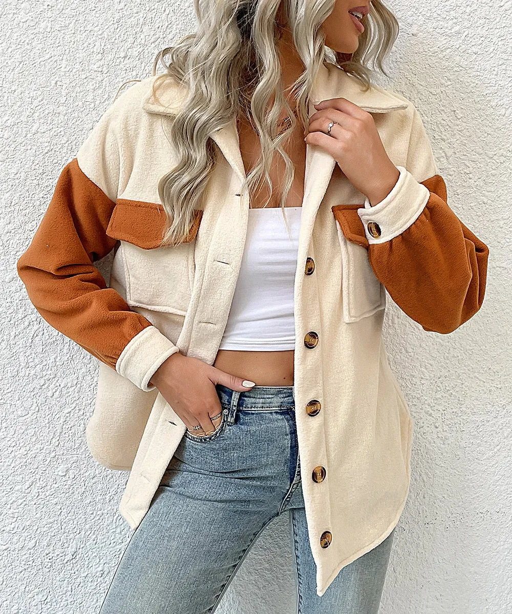 DressBetty - Colorblock Long Sleeve Fleece Jacket