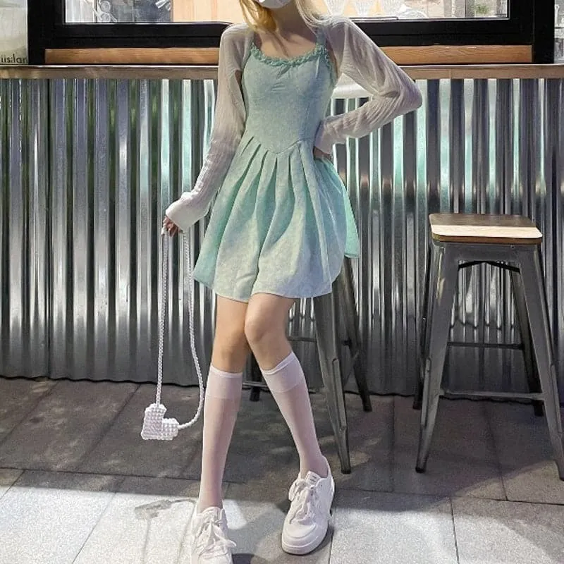 DressBetty - Floral Strap Dress Women Sexy Ruffled Korean Party Fairy Dress