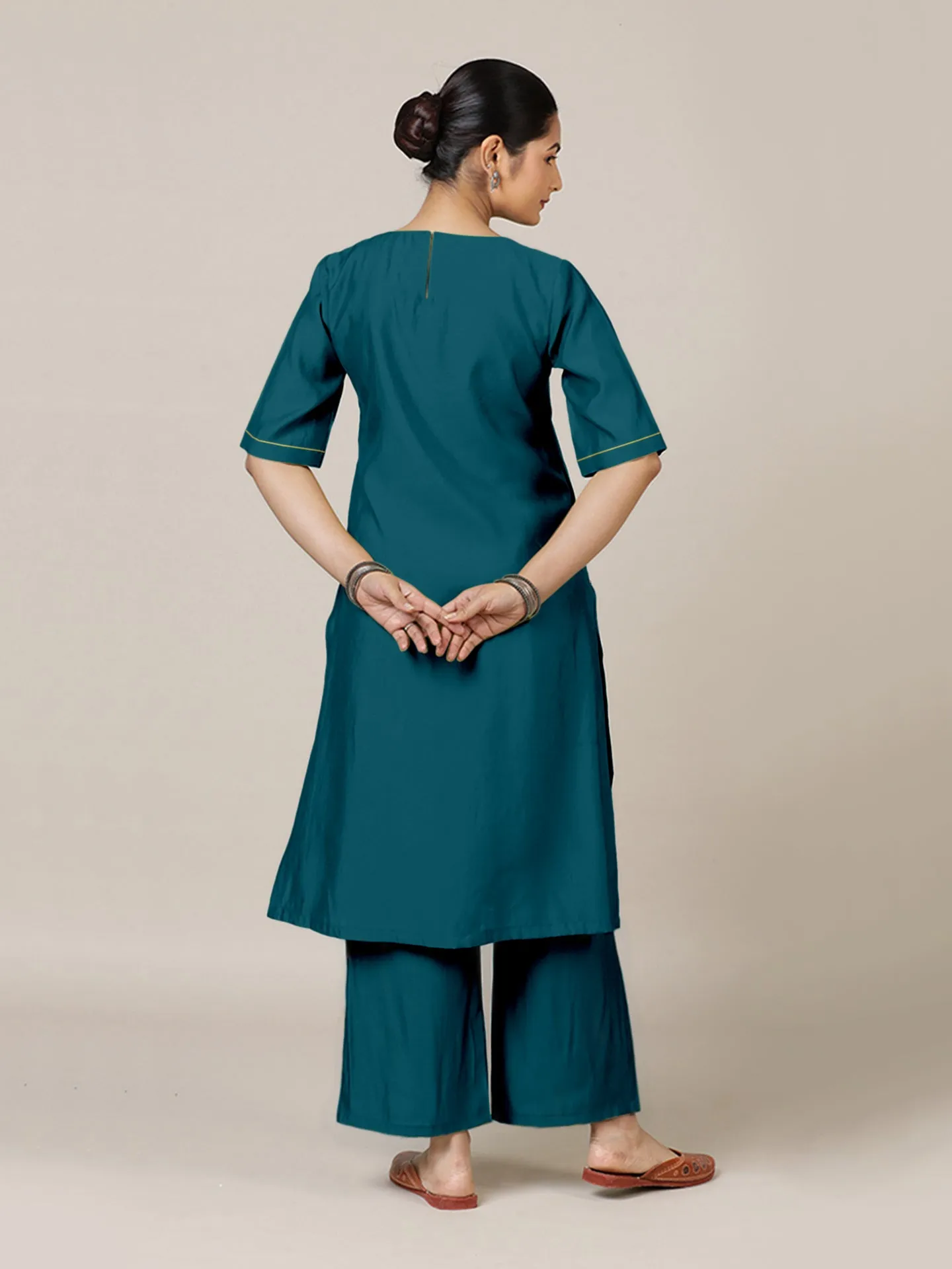 Esha x Rozaana | A Line Kurta in Crystal Teal with Thread Work | Coords or Only Kurta