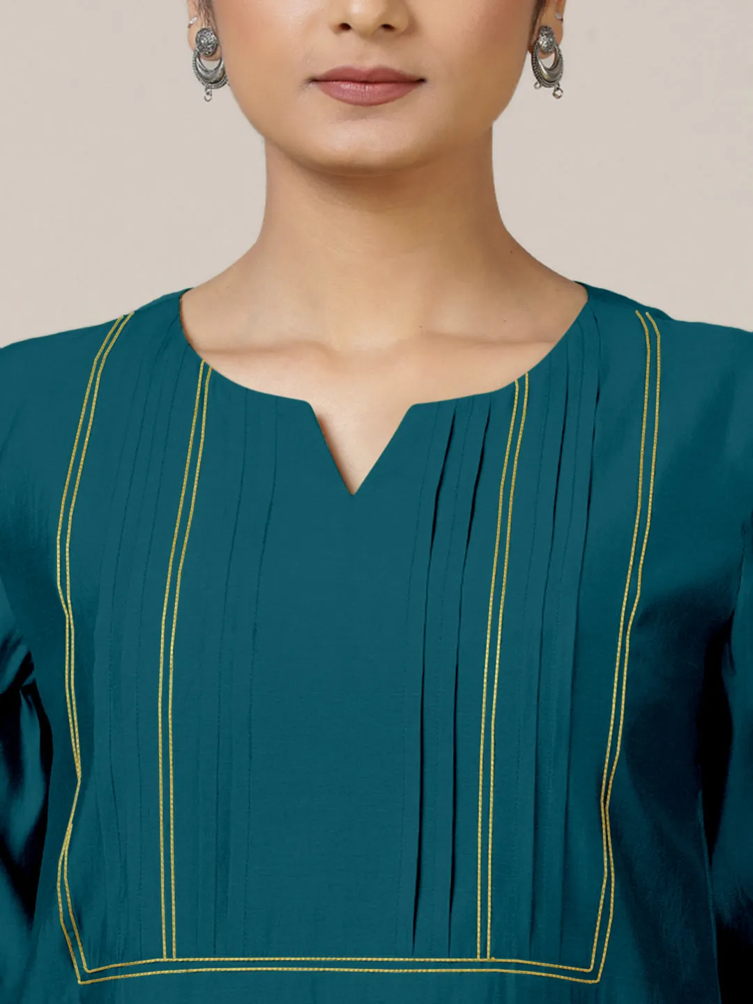 Esha x Rozaana | A Line Kurta in Crystal Teal with Thread Work | Coords or Only Kurta