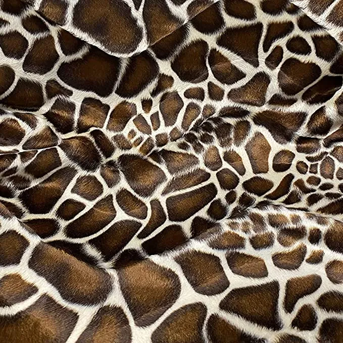 FabricLA Velboa S-Wave Short Pile Faux Print Material by The Yard | Giraffe 2tone