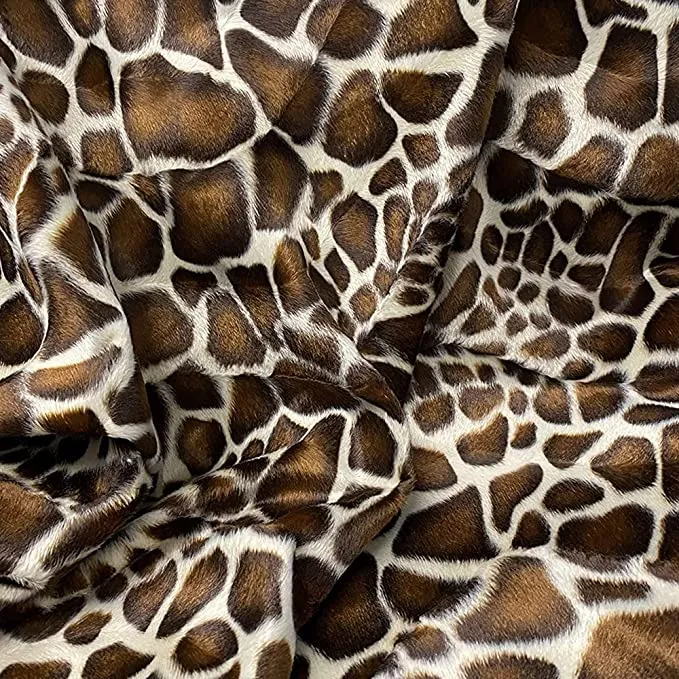 FabricLA Velboa S-Wave Short Pile Faux Print Material by The Yard | Giraffe 2tone