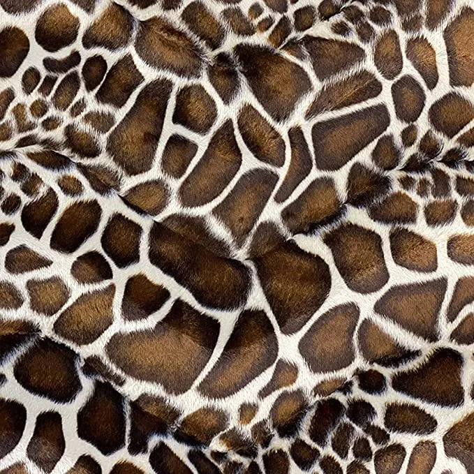 FabricLA Velboa S-Wave Short Pile Faux Print Material by The Yard | Giraffe 2tone