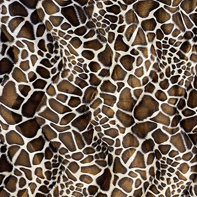 FabricLA Velboa S-Wave Short Pile Faux Print Material by The Yard | Giraffe 2tone