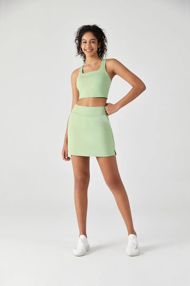 FlexEase™ Side-Slit Tennis Skirt-Lt Green
