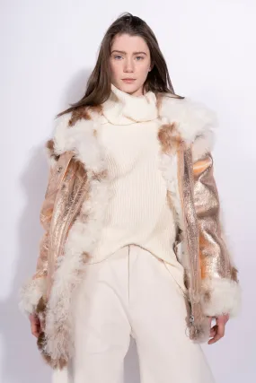 FOILED SHEARLING OVERSIZED JACKET