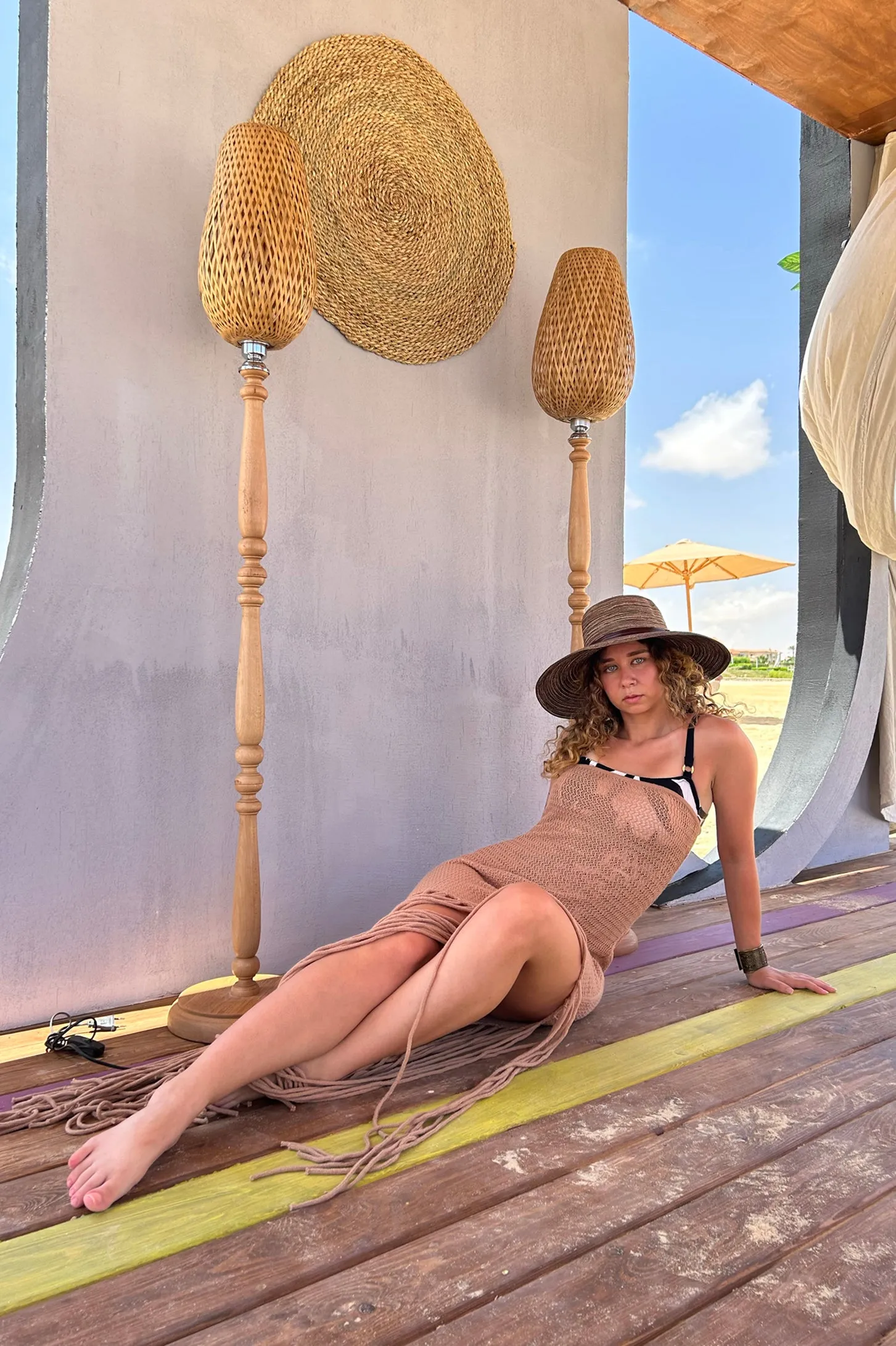 Fringe Beach Dress - Brown