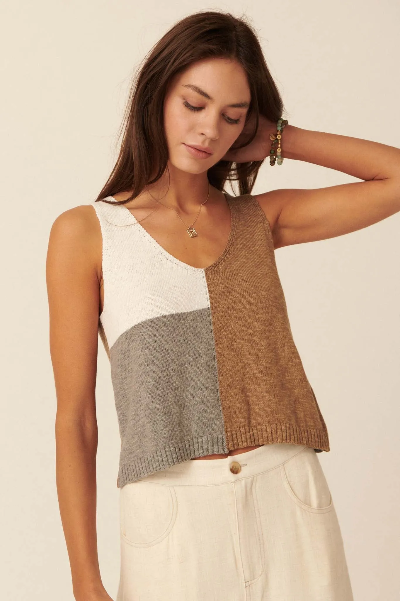 From the Block Colorblock Sweater Tank Top