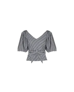 GEN GINGHAM TOP BLACK GINGHAM