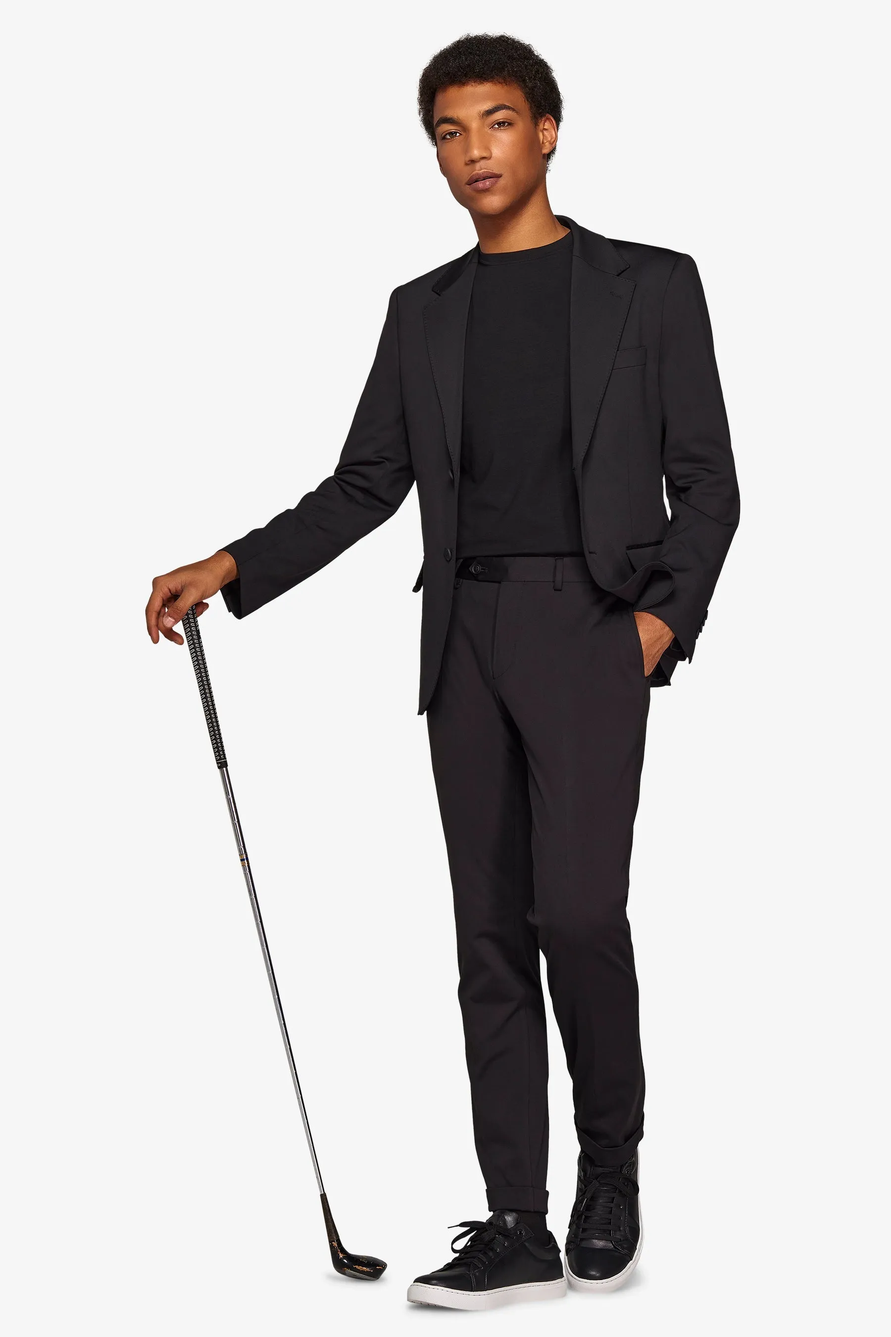 Giacca da abito in jersey stretch relax tech nero slim