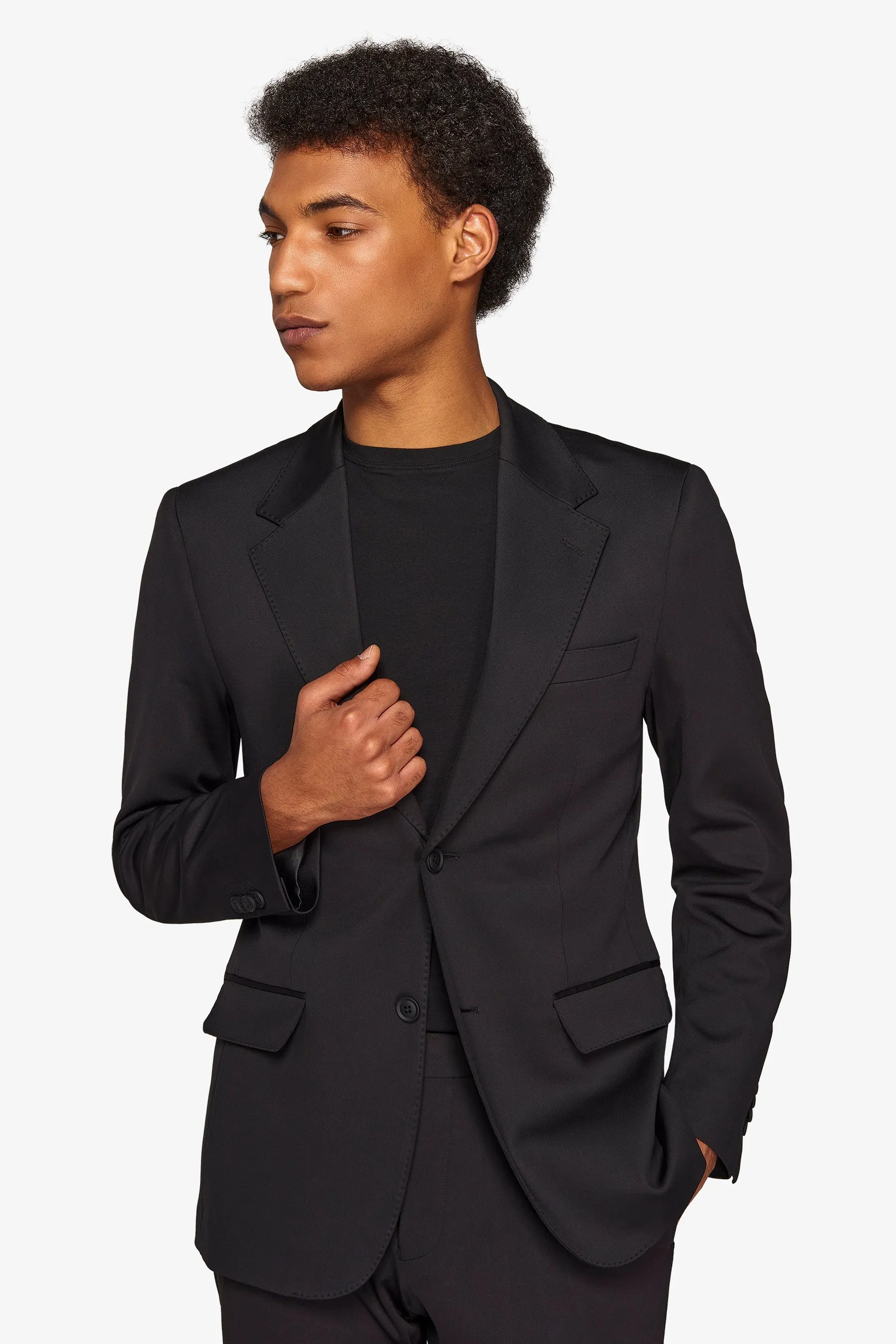 Giacca da abito in jersey stretch relax tech nero slim