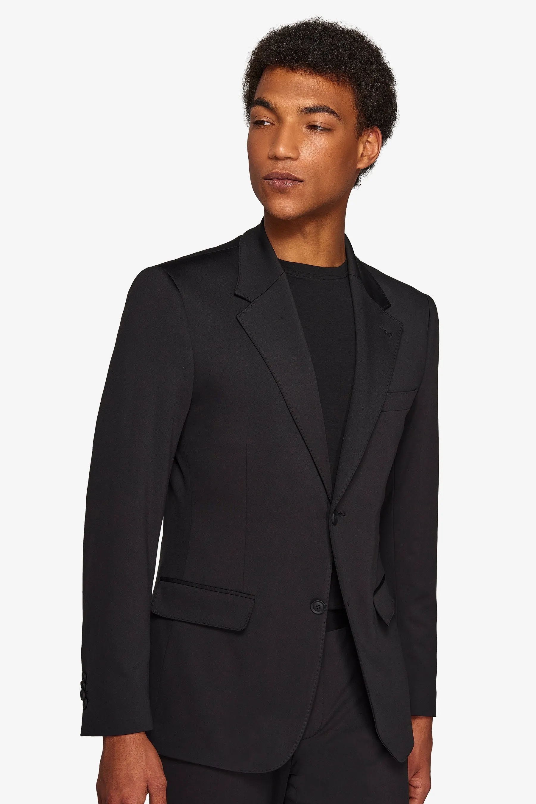 Giacca da abito in jersey stretch relax tech nero slim