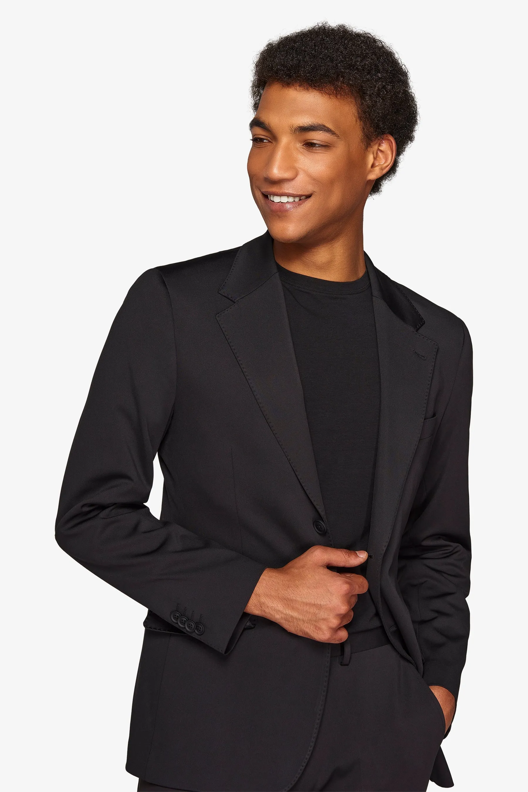 Giacca da abito in jersey stretch relax tech nero slim
