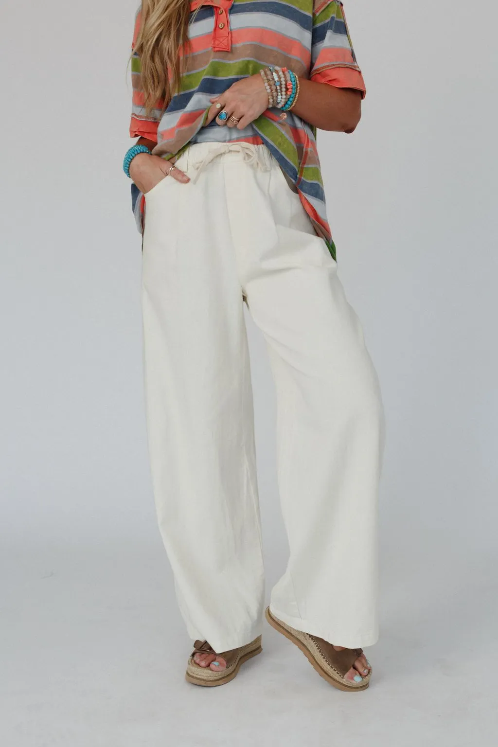 Groove Out Wide Leg Pants - Ivory