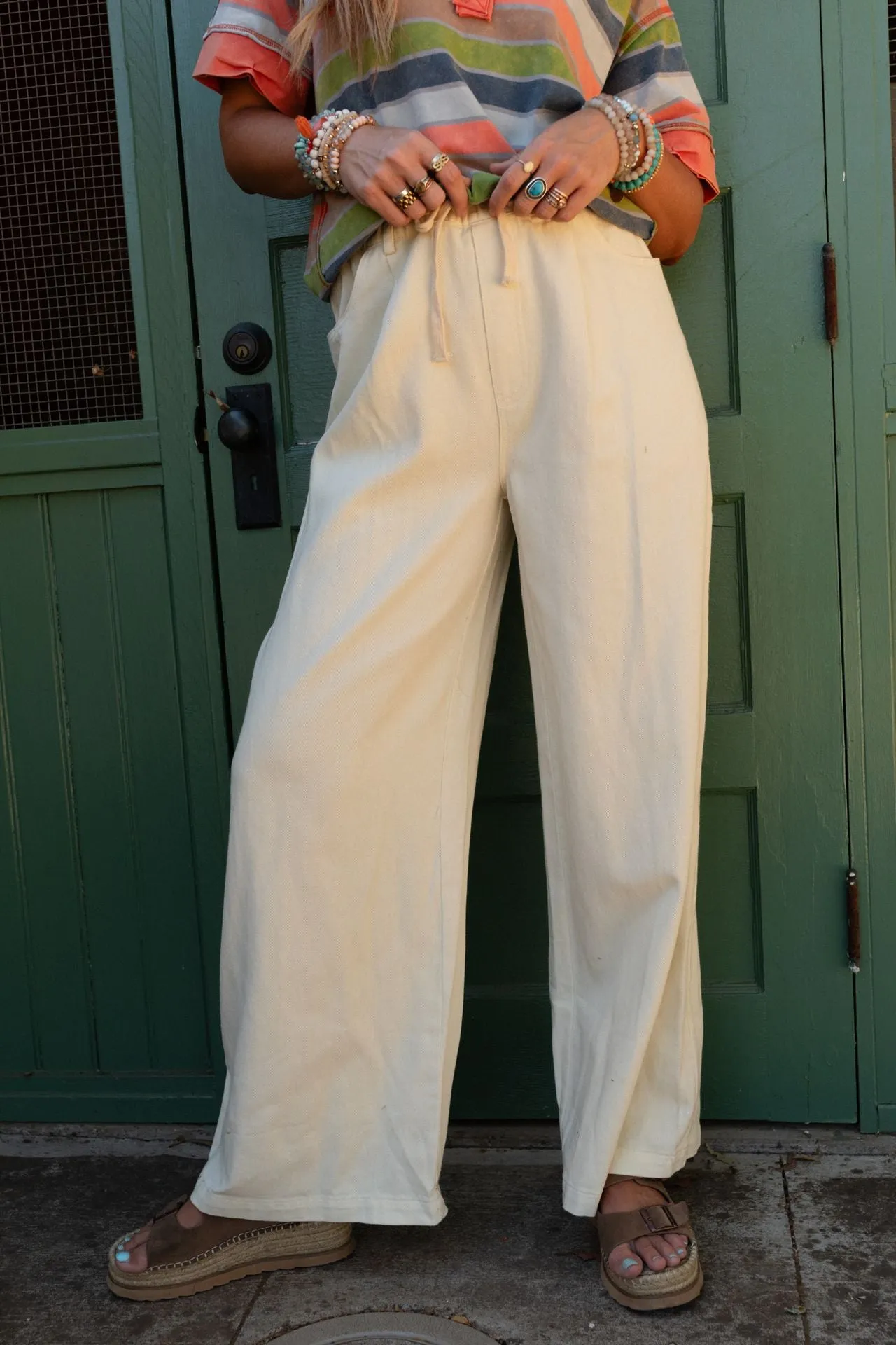 Groove Out Wide Leg Pants - Ivory