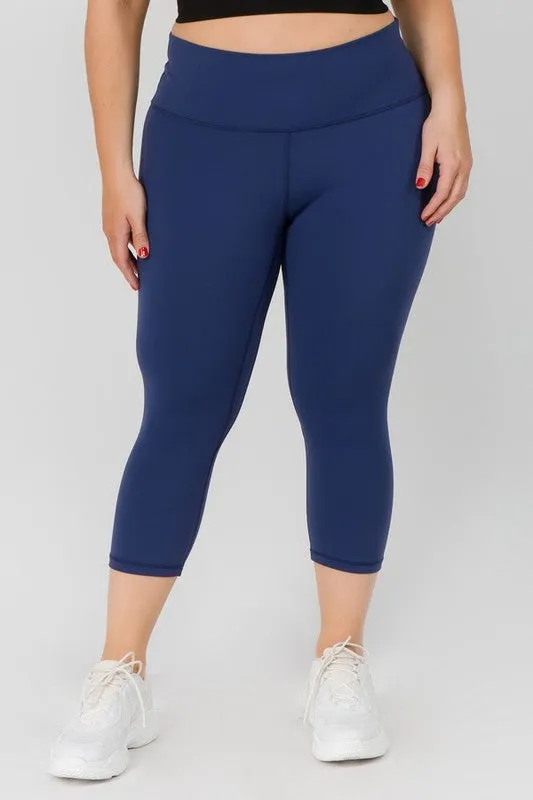Hi Curvy Plus Size Women Buttery Soft Capri Activewear  Leggings