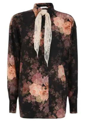 Illustration Lace Scarf Blouse